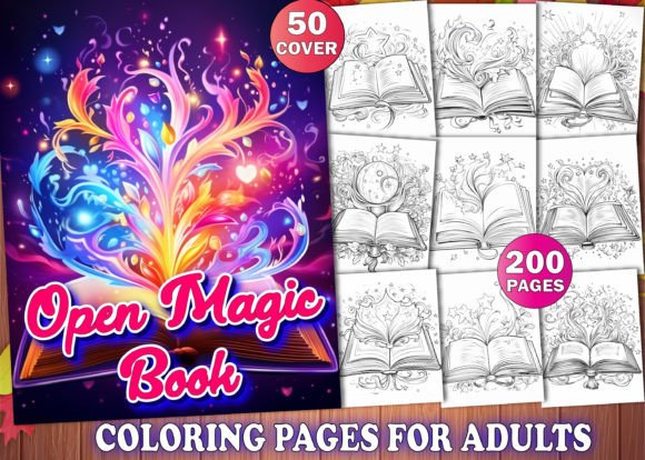Download Open Magic Book Coloring Pages for Adult - Adult Collection