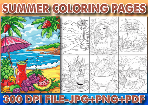 Download Sunny Summer Coloring Pages for Adults - Summer coloring page Collection