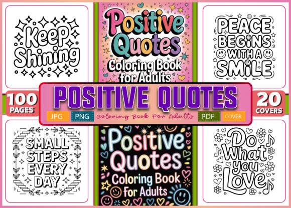 Download ADULT- 100 Positive Quotes Coloring Book - Adult Collection