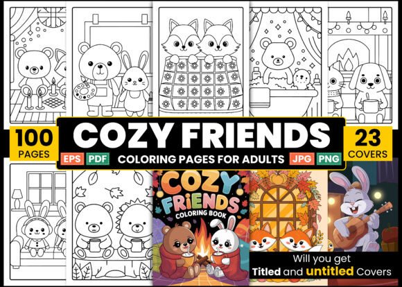 Download Cozy Friends Coloring Pages for Adults - Adult Collection