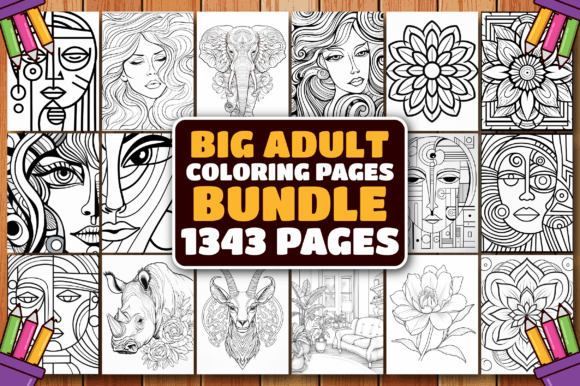 Download BIG New 1343 Adult Coloring Pages Bundle - Adult Collection