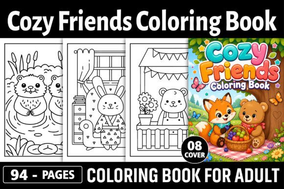 Download Cozy Friends Coloring Pages for Adults - Adult Collection