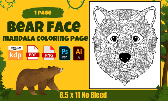 Download Bear Face Mandala Coloring Page Adults - Adult Collection