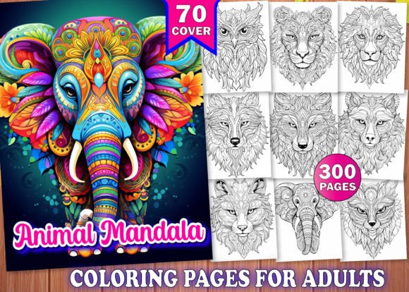 Download 300 Adults Animal Mandala Coloring Book - Adult Collection