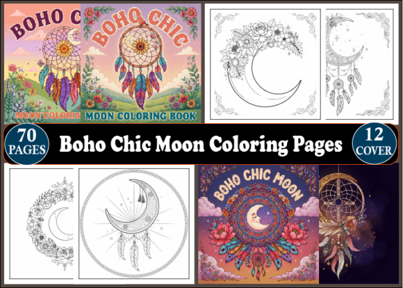 Download Boho Chic Moon Coloring Pages for Adults - Adult Collection