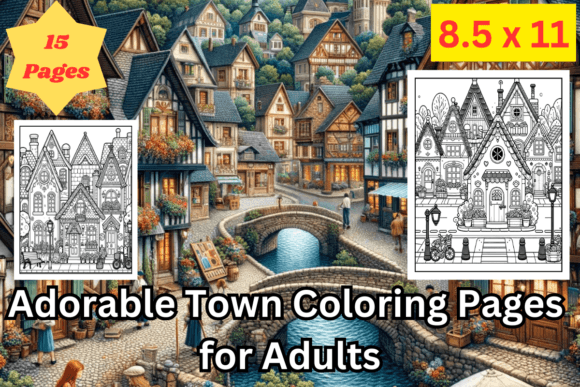 Download Adorable Town Coloring Book Pages Adults - Adult Collection