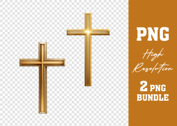 Download Watercolor PNG Ornate Gold Cross Bundle - Ornate Collection