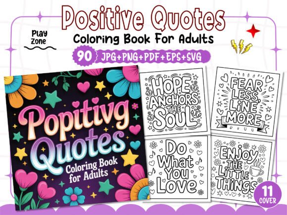 Download Positive Quotes Coloring Book for Adults - Adult Collection