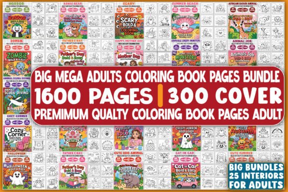 Download 1600 Coloring Book Pages Adults Bundle - Adult Collection