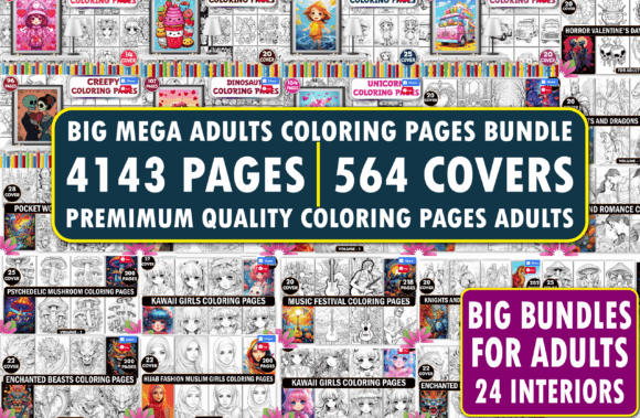 Download 4143 Mega Adults Coloring Pages Bundle - Adult Collection