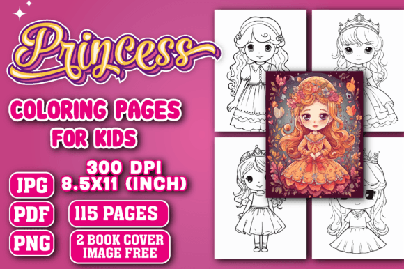 Download Princess Coloring Pages Kids Book Cover - Kids book cover Collection