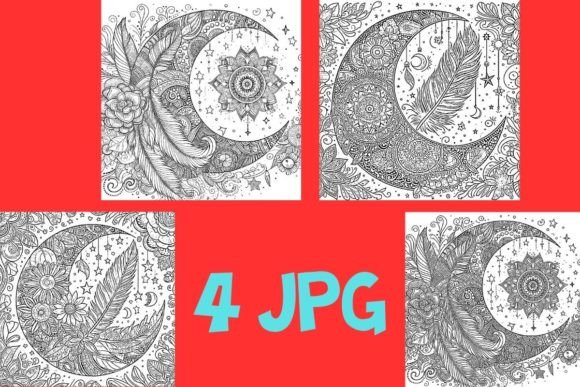 Download Boho Chic Moon Kdp Coloring for Adult - Adult Collection